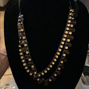 Extra long necklace black with stones
